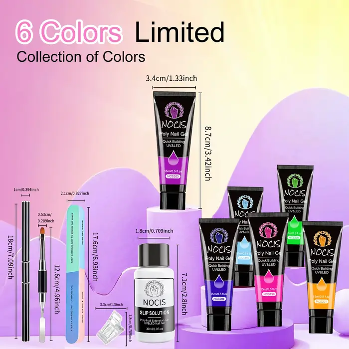 Kit de gel pour ongles NOCIS Neon Poly - Solution d'extension d'ongles brillante