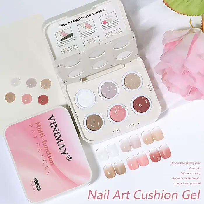 Vernis à ongles gel 6 couleurs rose effet patiné avec coussin d'air