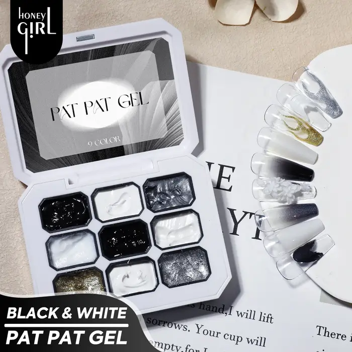 1 pièce Gel de vernis à ongles solide noir et blanc
