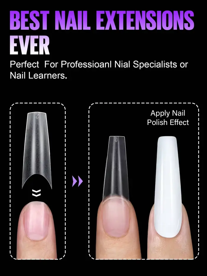 180 faux ongles extrêmes en forme de cercueil