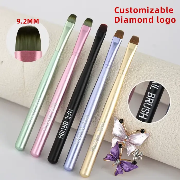 Pinceau professionnel de luxe 5 couleurs pour nail art français avec manche métallique