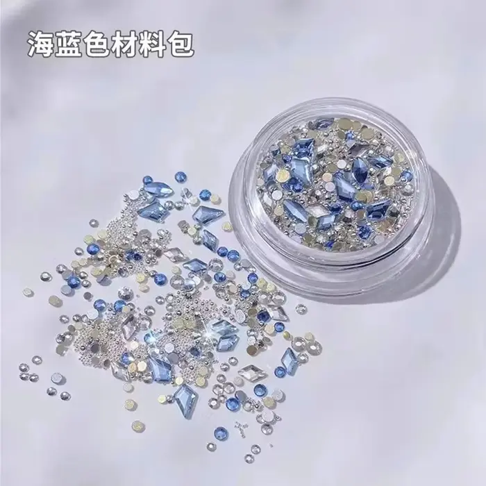 Ensemble d'accessoires multiformes pour ongles, cristal rose, diamant d'eau, perle ronde, diamant, b