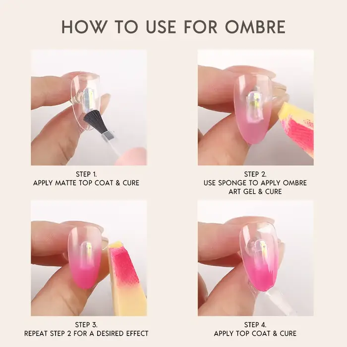Gel à ongles coussiné, gel UV pour ongles à dégradé blush