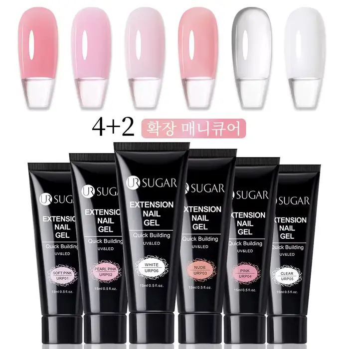 UR SUGAR-Verhéritage à ongles gel UV/LED, Soak Off, 15ml, 6 pièces/lot, acrylique cristal, blanc cla