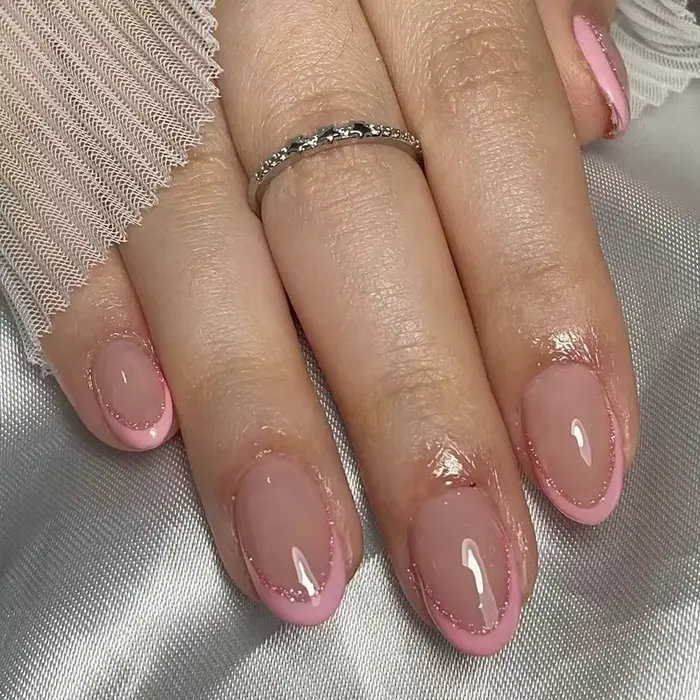 Faux ongles en forme d'amande à paillettes simples, avec colle, Design d'ongles ballerine, doux et f