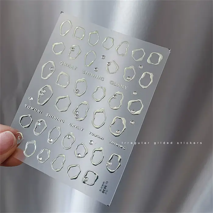 1 pièces 5D strass or argent motif irrégulier autocollant pour ongles conception Simple adhésif curs