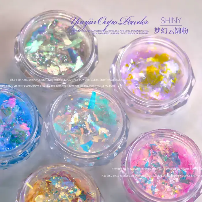 4 pièces rose/bleu/or fantôme Aurora Nail Art rêveur nuage brocart ongles paillettes poudre Super fée