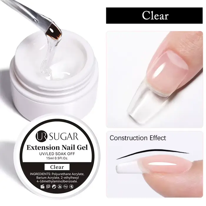 Nouveau Gel d'Extension d'Ongles 6-en-1 15ML Transparent Gel Constructeur Rapide Semi-Permanent Auto