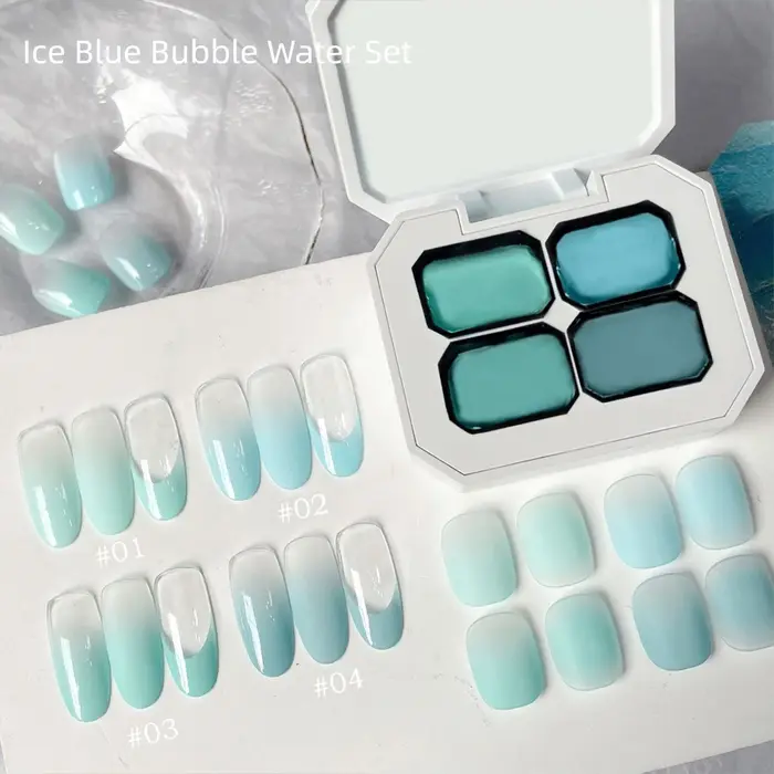 MIANEL 2026 Vernis à Ongles Gelée Transparente Menthe Glacée Bleu Vert Effet Bulles Glacées Longue Durée Haute Brillance pour Ongles Bleus
