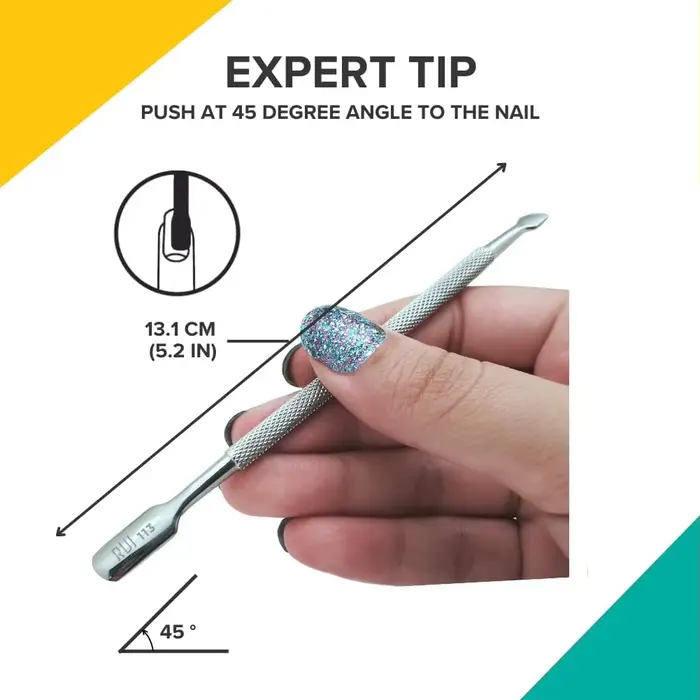 Pousse-cuticules professionnel en acier inoxydable à double extrémité - Éliminateur de peaux mortes et de cuticules pour manucure et pédicure - Indispensable pour le nail art