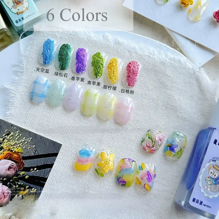 6 couleurs été crème glacée ongles dégradé fluide 6ml créatif bricolage conception