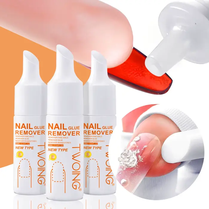 Lot de 3 flacons de dissolvant pour faux ongles – Élimine facilement les ongles en acrylique, les ongles à presser et les strass – Bouchon à levier pratique