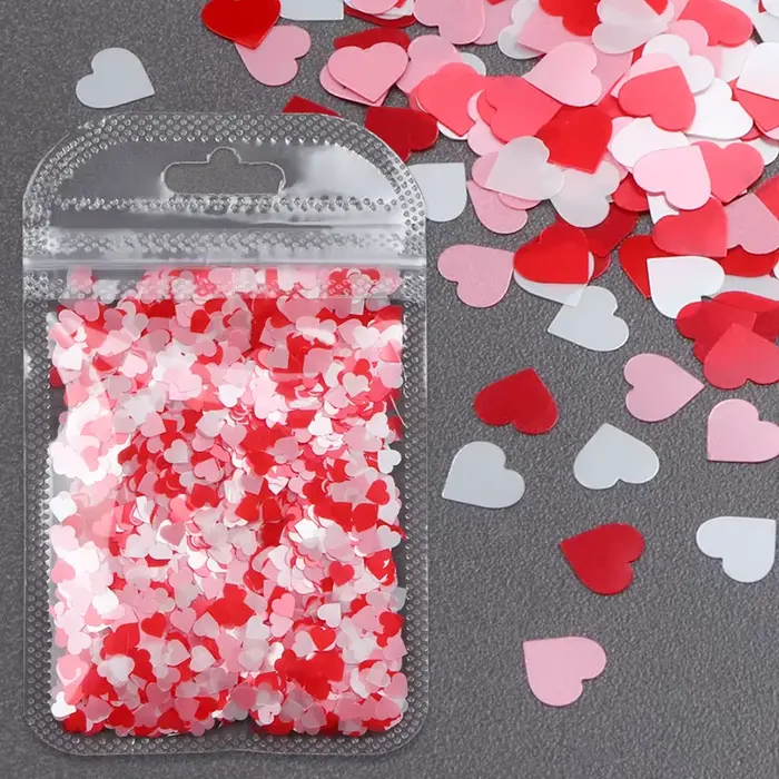 1 paquet saint valentin rose rouge Nail Art paillettes paillettes coeur papillon fleur forme ongles 