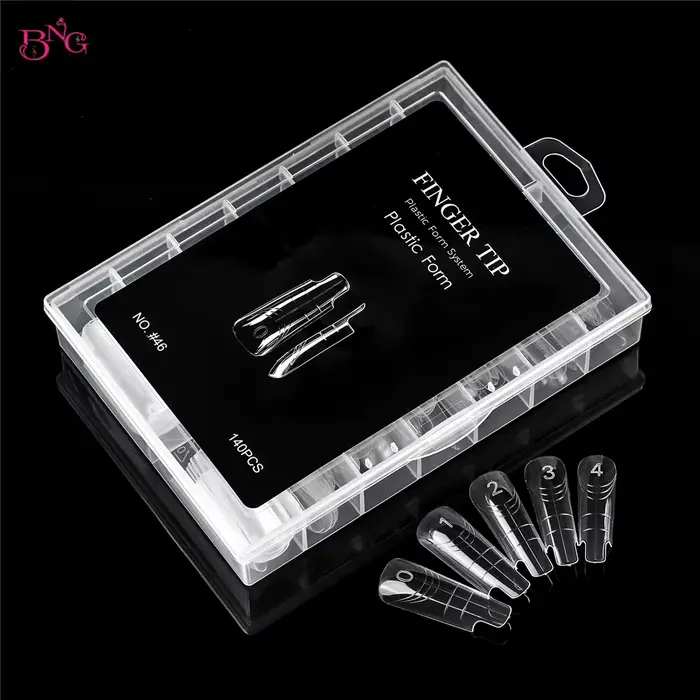 BNG 140 pièces/boîte formes d'ongles carrées pour Gel UV moule d'extension de construction rapide en plastique double