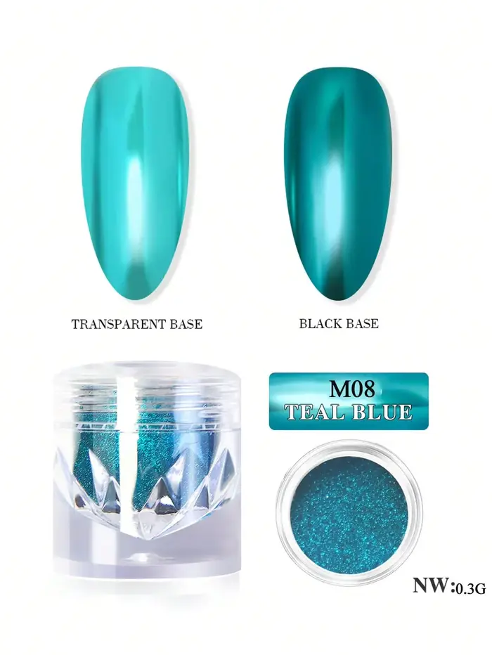 28 pièces/ensemble poudre à ongles chromée miroir magique/décoration à paillettes scintillantes/plaq