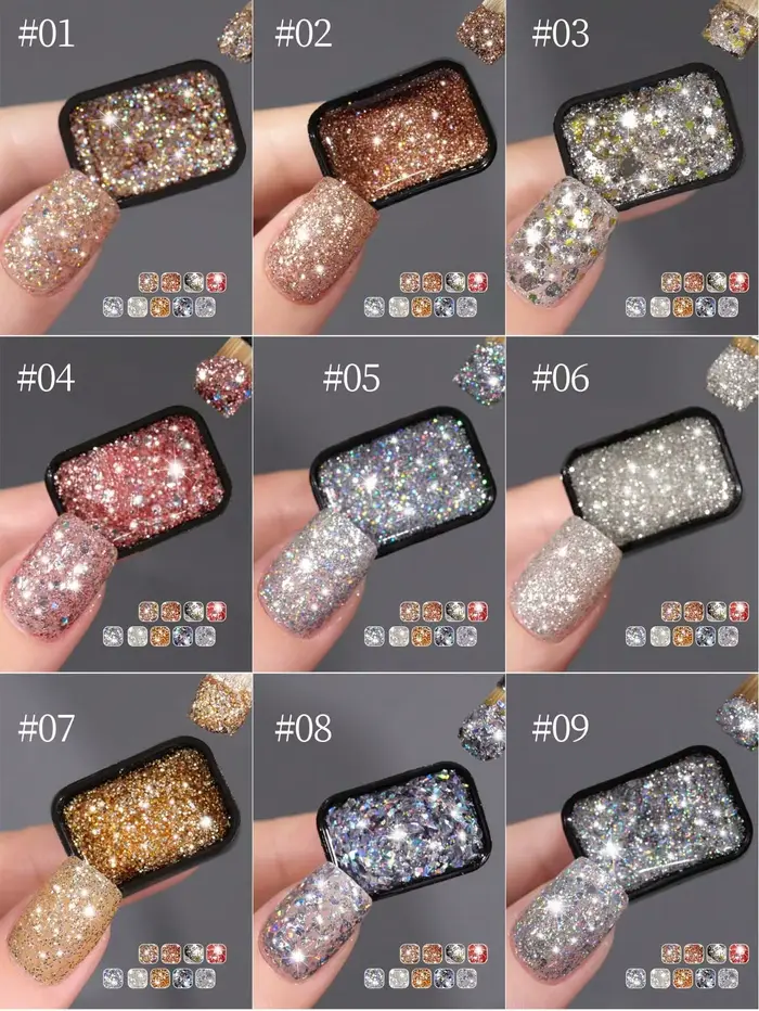 9 couleurs Starburst Galaxy série paillettes solide adhésif Gel vernis à ongles Semi Permanent tremper UV LED