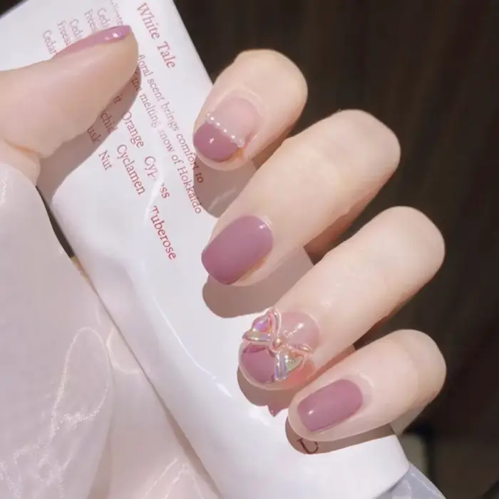 24 pièces français avec perceuse faux ongles courts presse sur les pointes d'ongles couverture complète artificielle