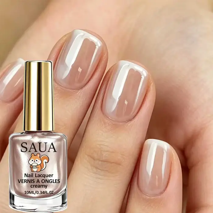Vernis à ongles couleur champagne 10 ml, séchage rapide, pas besoin de lampe UV, texture crème nacrée, haute brillance, pour usage quotidien et fêtes