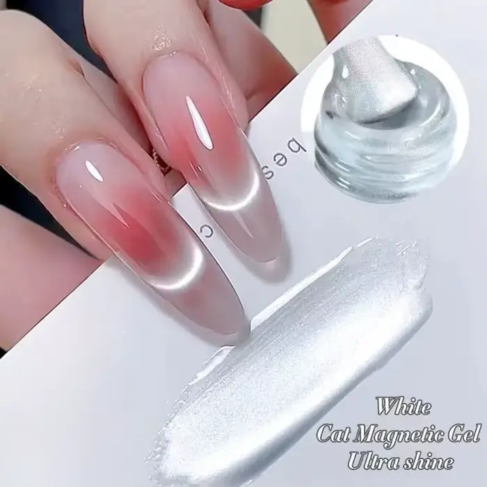 1-24 pièces WS blanc argent oeil de chat Gel magnétique vernis à ongles Ultra brillance tremper Gel 