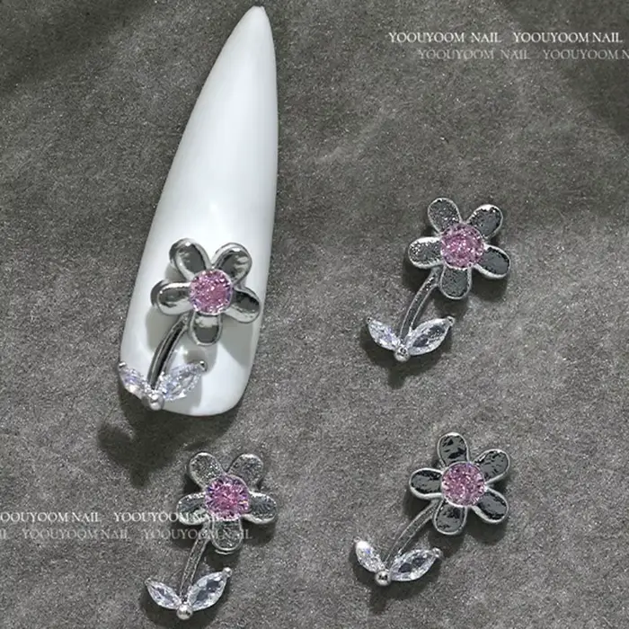 Bijoux de manucure 3D en argent de haute qualité