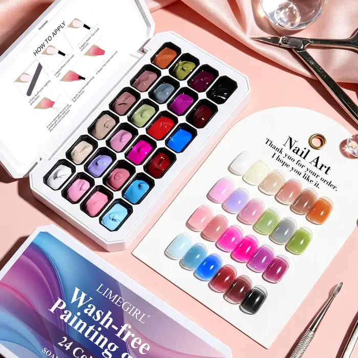 TPO HEMA FREE 24 Grid Brown Pink Patting Gel Nail Polish UV LED Soak Off Gel Varnish Blooming Gradie