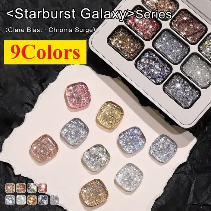 Nouveau gel à ongles diamanté 9 couleurs, idéal pour le nail art DIY, les salons et la conception d'