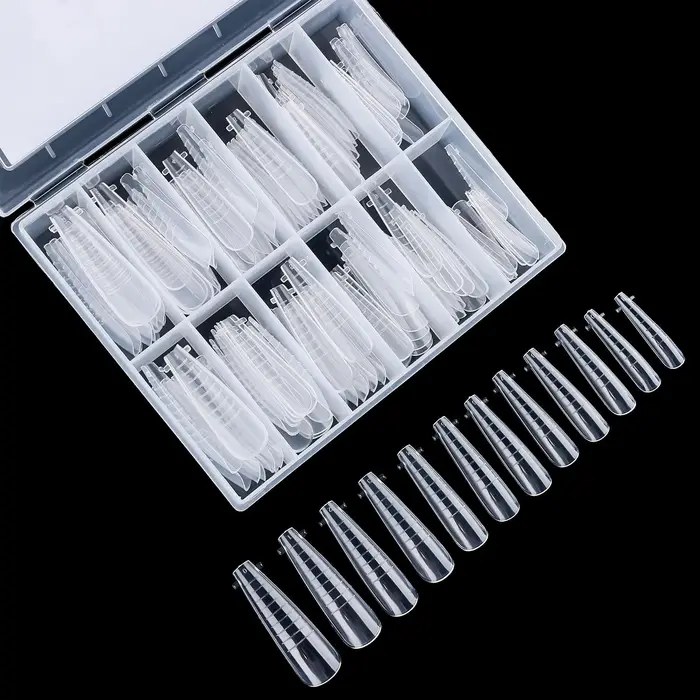 Pour Nail Art moules à ongles Style français couverture complète formes d'ongles cercueil longue ballerine double