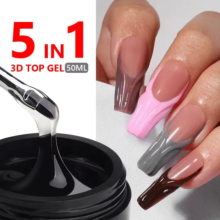 MSHARE 3D couche de finition Gel 50ml 5 en 1 strass sans lingette goutte d'eau UV/LED Gel à tremper 