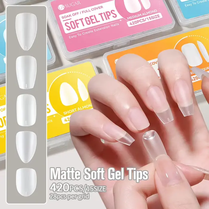 UR SUGAR 420PCS/Boîte Capsules d'ongles en gel souple