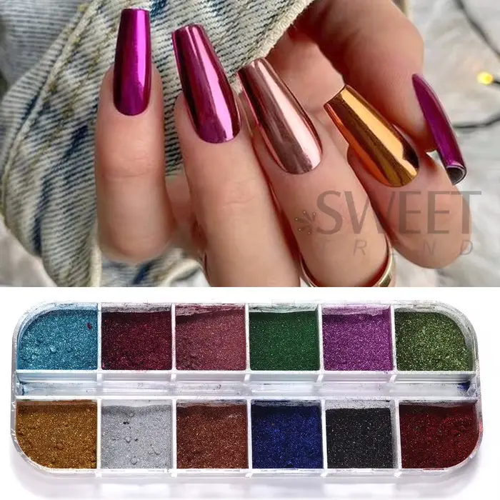 Poudre métallique pour ongles