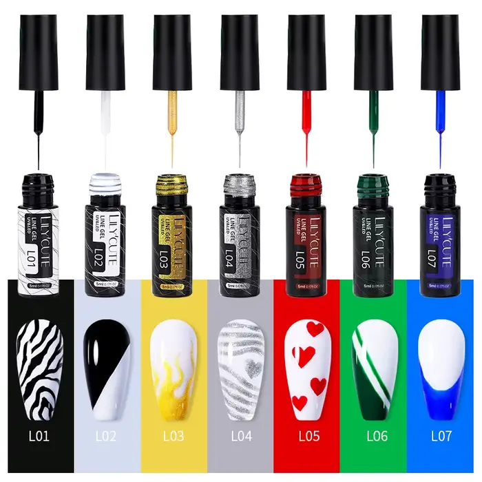 LILYCUTE Liner Gel vernis à ongles français UV LED peinture Gel Nail Art Design magnifique paillettes couleur bricolage