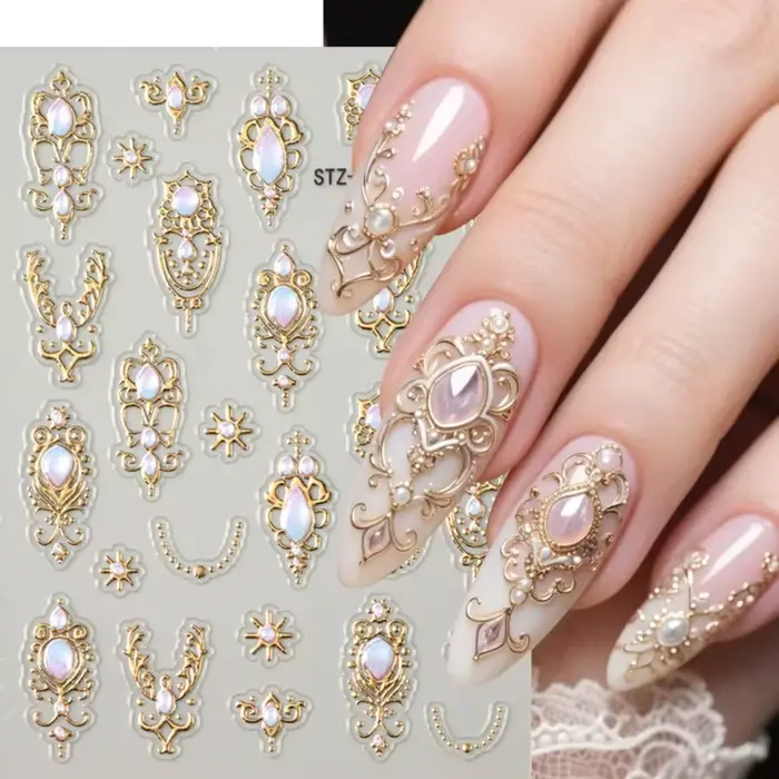 Autocollants d'art d'ongles 5D luxueux