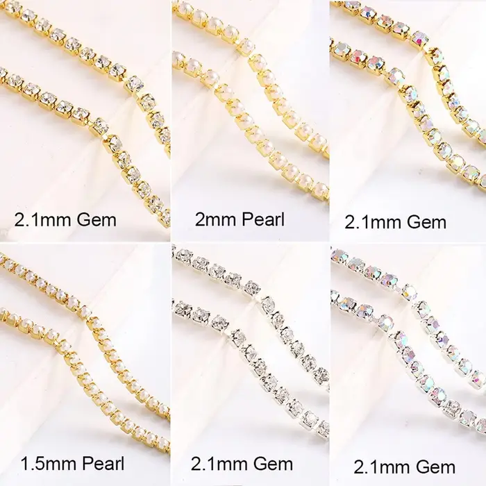 Chaîne de diamant colorée pour Nail Art