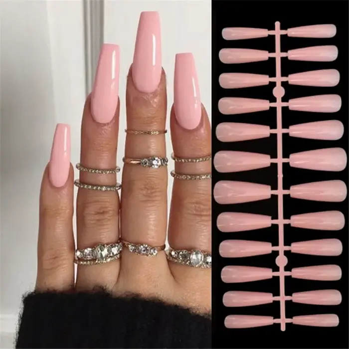 Faux Ongles Courts à Couverture Complète, Blanc Français, Poignée Amovible, à Pression, 24 Pièces, N