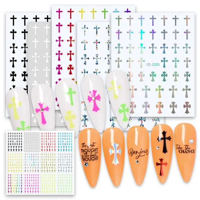 Femmes Nail Art autocollant nouveau Style INS chaud 12 couleurs croix couleur unie ongles bricolage décoration décalcomanies