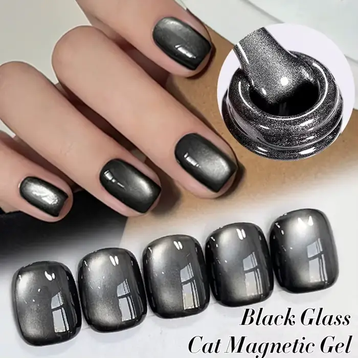 Verhéritage à Ongles Magnétique en Verre Noir