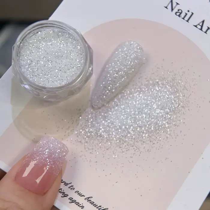1.5g/pot blanc flocon de neige sucre poudre à ongles mer scintillant sel cristal diamant Pigment poussière bricolage hiver noël manucure décor F