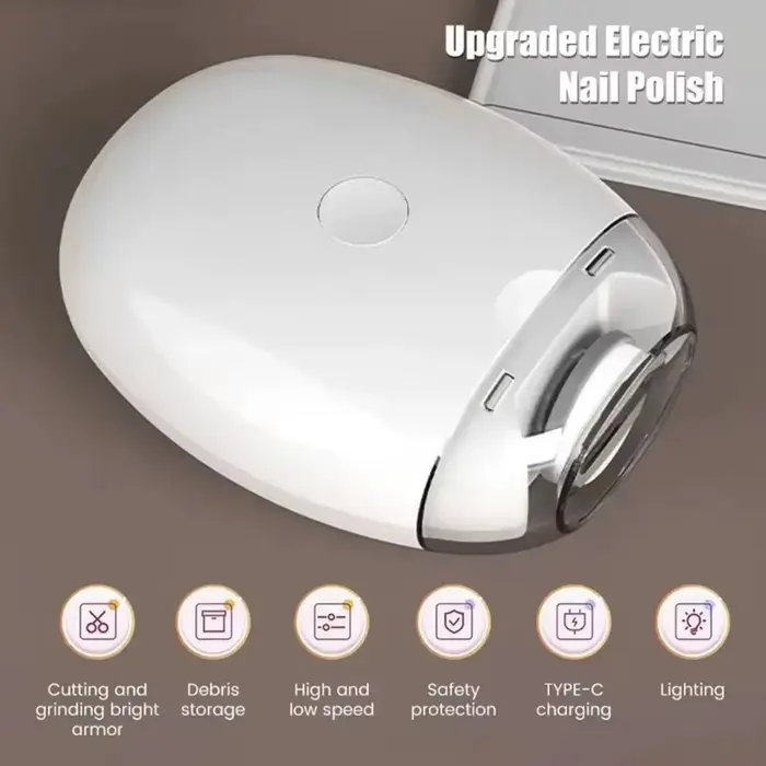 Coupe-ongles électrique 2 en 1 avec lumière LED, lime à ongles automatique, mini outils de manucure 