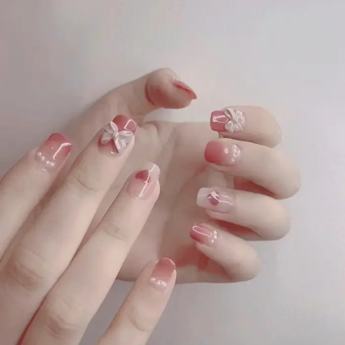 24 pièces français avec perceuse faux ongles courts presse sur les pointes d'ongles couverture complète artificielle