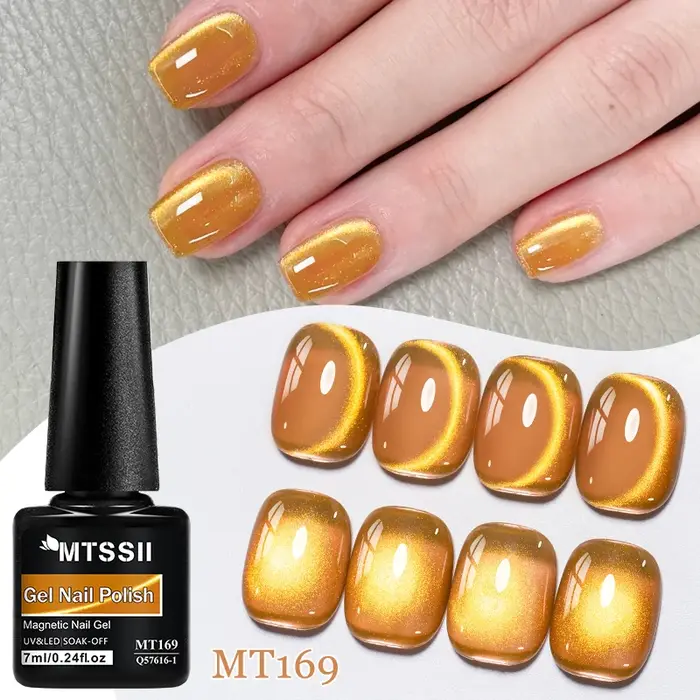 Vernis Gel magnétique chat brillant doré