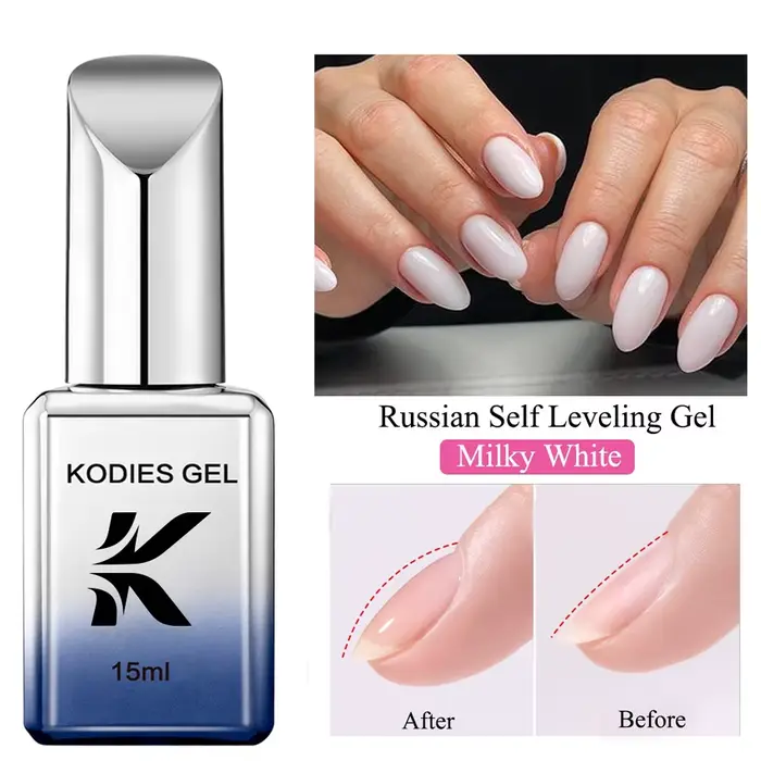 KODIES GEL-Verhéritage à Ongles Gel Blanc Laiteux, Russe, Auto-Nivellement, Bain Semi-Continu, UV, U