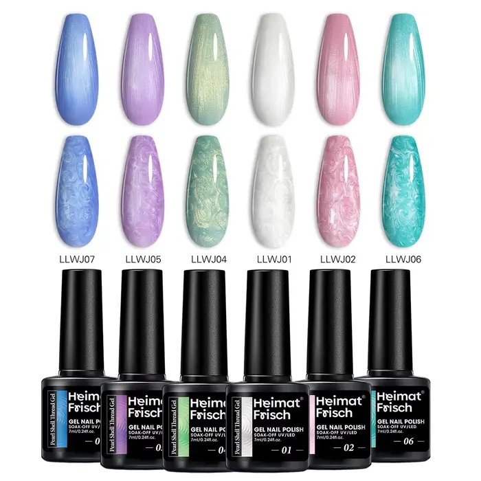 Vernis à ongles Style spirale de 0.24 oz, vernis à ongles Gel ligne sirène Mica coquille d'aurore, N