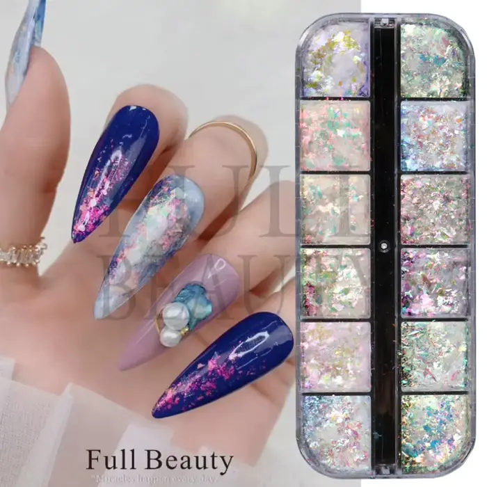 12 grilles irisées pour ongles