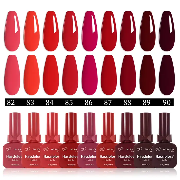 Ensemble de vernis à ongles rouge sans tracas de 9 pièces