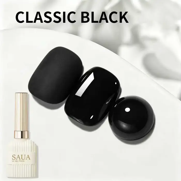 Gel à ongles noir pur spécialement formulé, 15 ml – Vernis gel UV semi-permanent à retirer par tremp