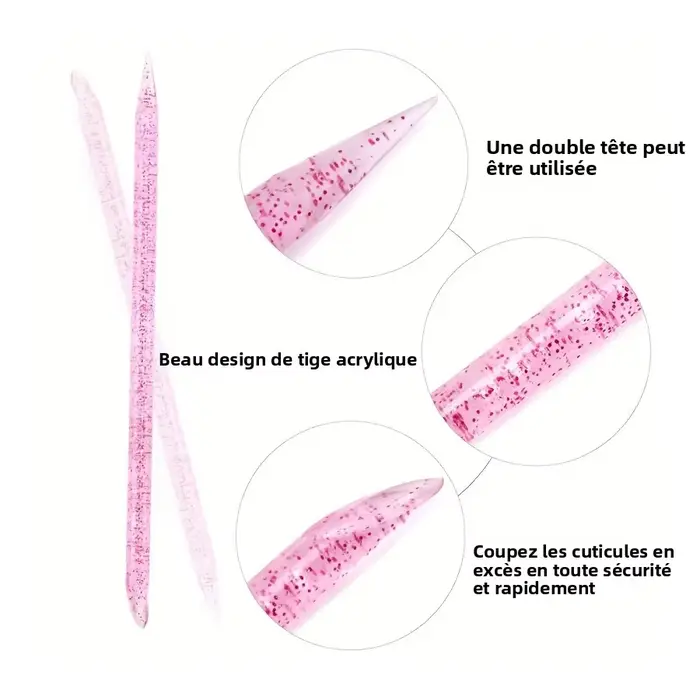 10/50/100 pièces bâton de cristal réutilisable Double extrémité Nail Art poussoir à cuticules outil de retrait de cuticu