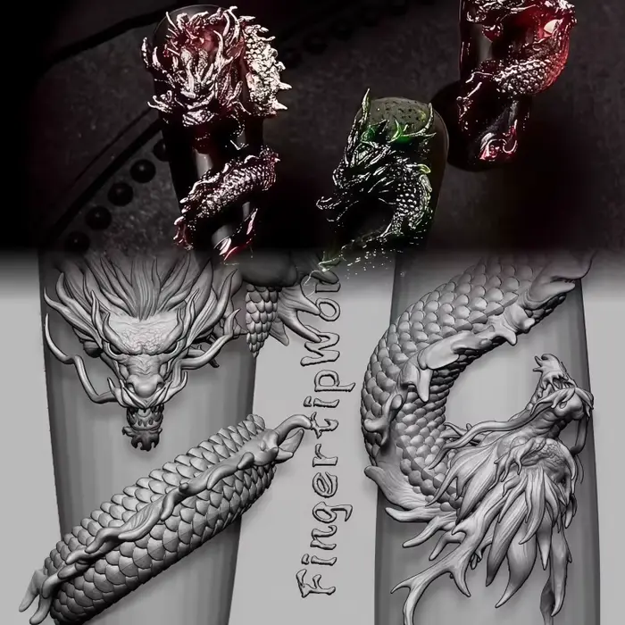 Nouveau moule à ongles 3D en silicone Dragon King