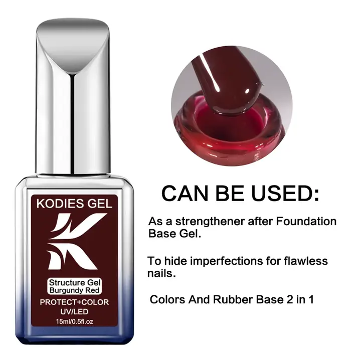 KODIES GEL vernis à ongles Gel à Base de caoutchouc rouge bordeaux 15ML Structure UV/LED vin d'hiver couleur