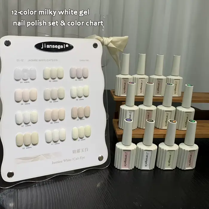 Kit de vernis gel pour manucure française blanc 12 couleurs avec nuancier