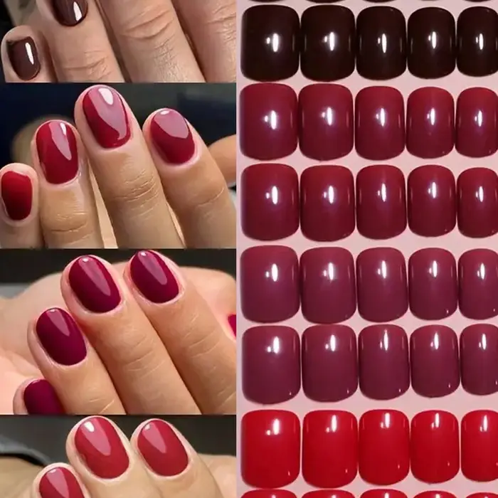 96 pièces-Style mat pressé moyen carré couleur unie ongles acrylique faux